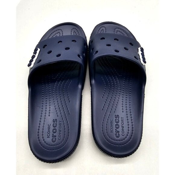 CROCS UNISEX SLIDERS Slip on Sandals Navy W 7/M 5 - Picture 3 of 4